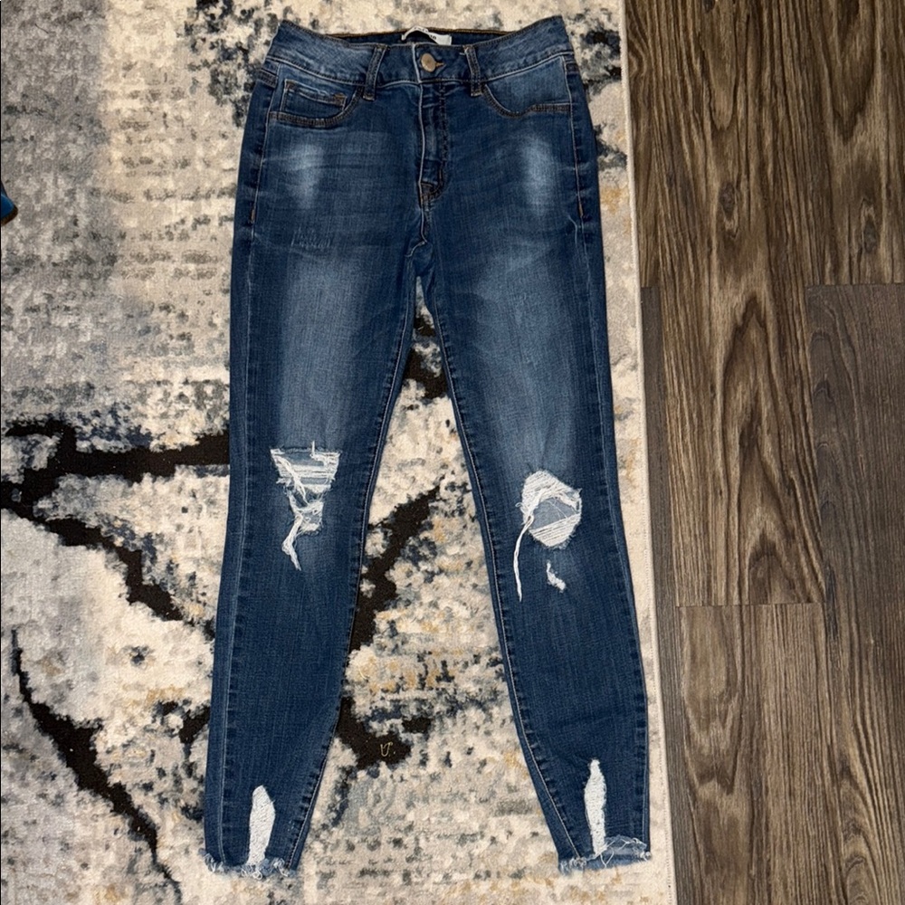 Women's Distressed Skinny Blue Jeans